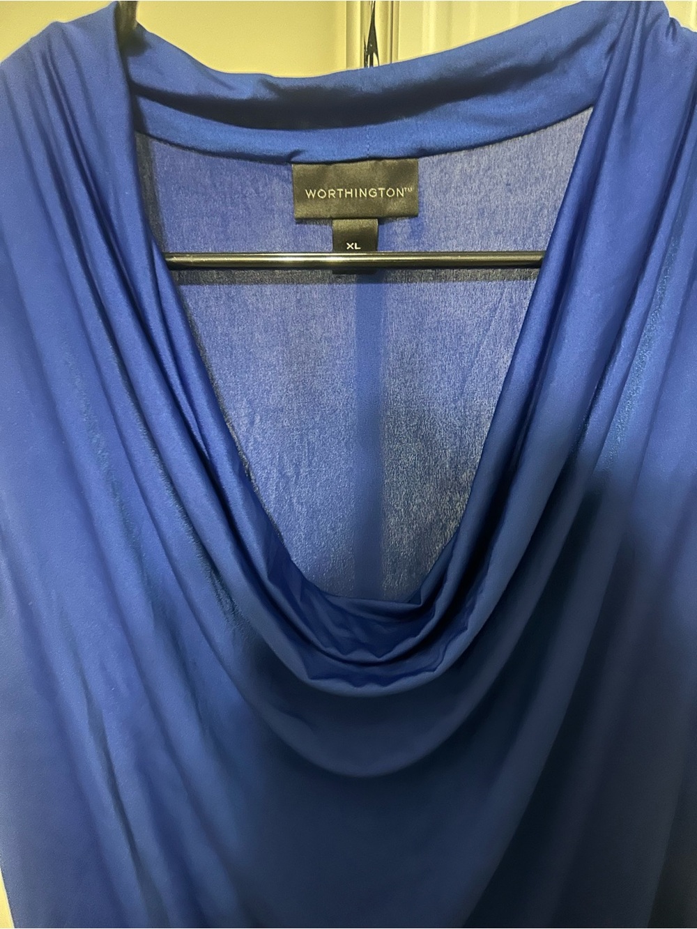Worthington Sleeveless Draped Cowl Neck Tank - Blue - Picture 2 of 3